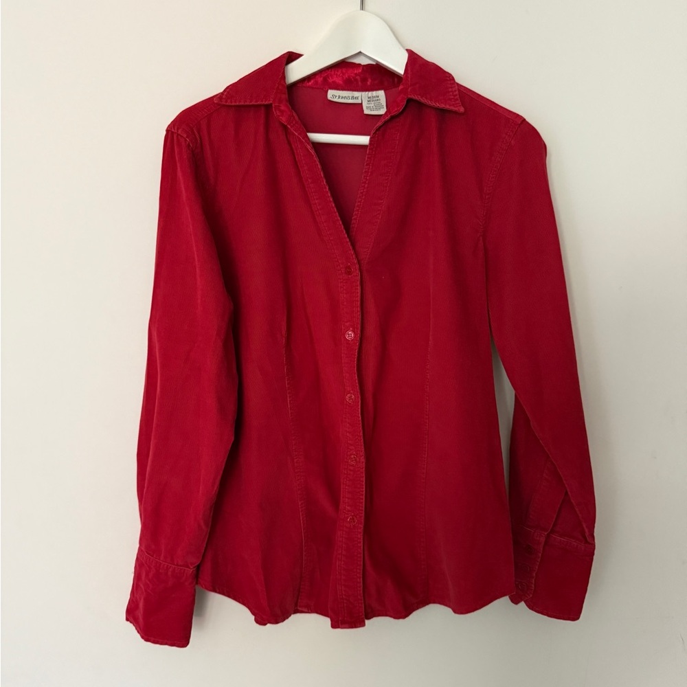 St. John's Bay Corduroy Red Button Down Shirt